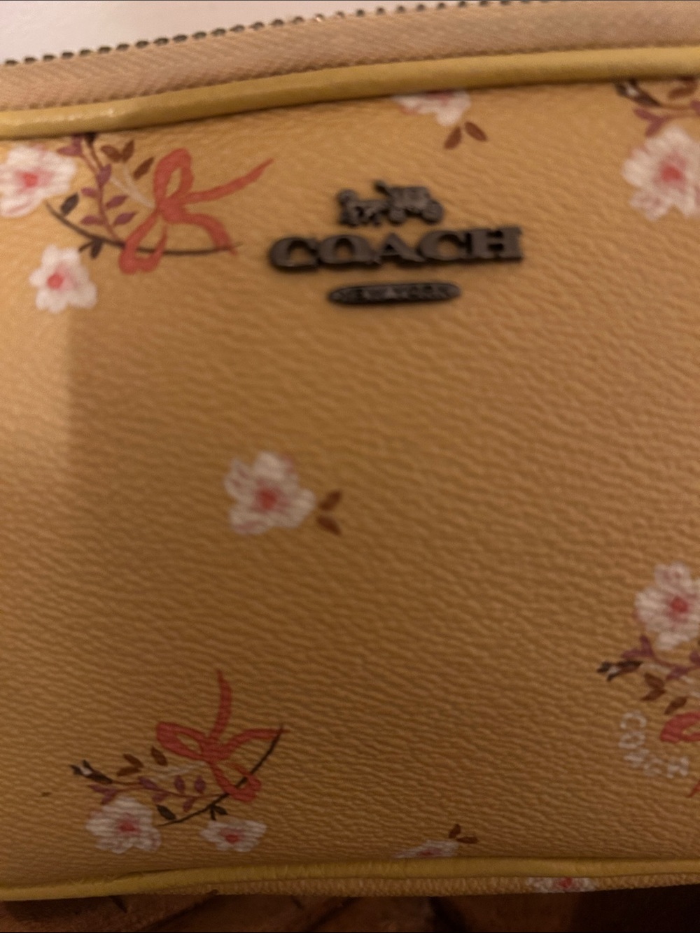 Coach Yellow Floral Leather Crossbody Bag - Picture 2 of 11